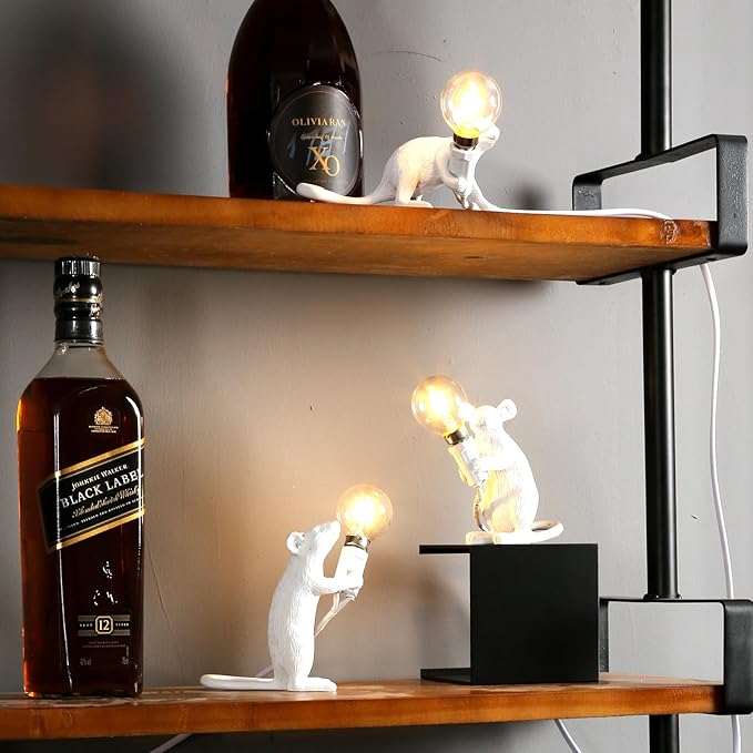 SUENTA Maus Nachttischlampe aus Resin – Verspielt in 3 Farben