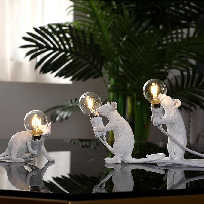 SUENTA Maus Nachttischlampe aus Resin – Verspielt in 3 Farben