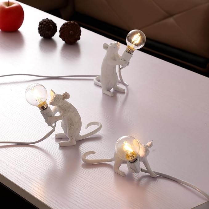 SUENTA Maus Nachttischlampe aus Resin – Verspielt in 3 Farben