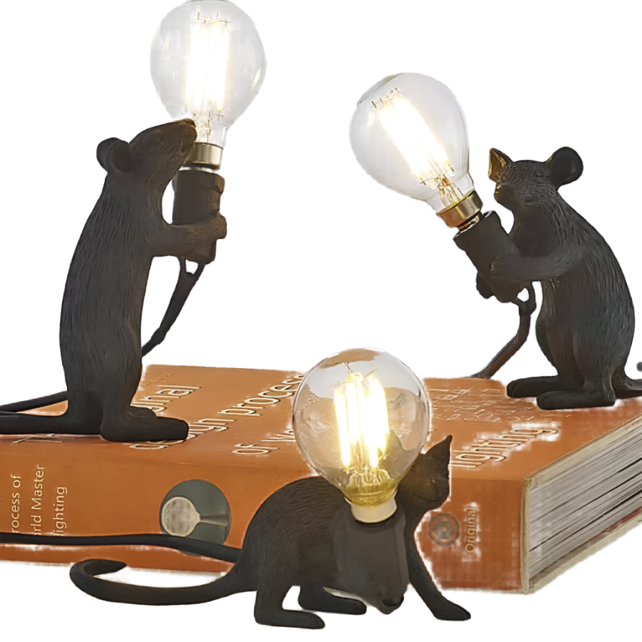 SUENTA Maus Nachttischlampe aus Resin – Verspielt in 3 Farben