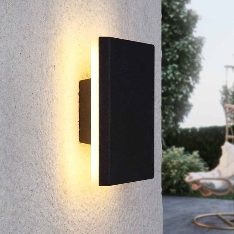 SUENTA Minimalistische Außenwandleuchte Rund Und Quadratisch LED Schwarz Quadratisch Mitte Naturweiß (3500-5500K)