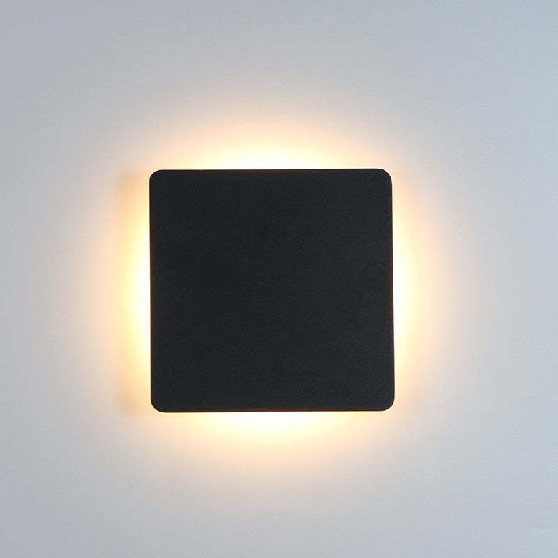 SUENTA Minimalistische Außenwandleuchte Rund Und Quadratisch LED Schwarz Quadratisch Groß Warmweiß (2700-3500K)