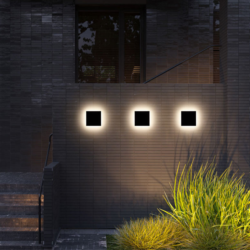 SUENTA Minimalistische Außenwandleuchte Rund Und Quadratisch LED Schwarz