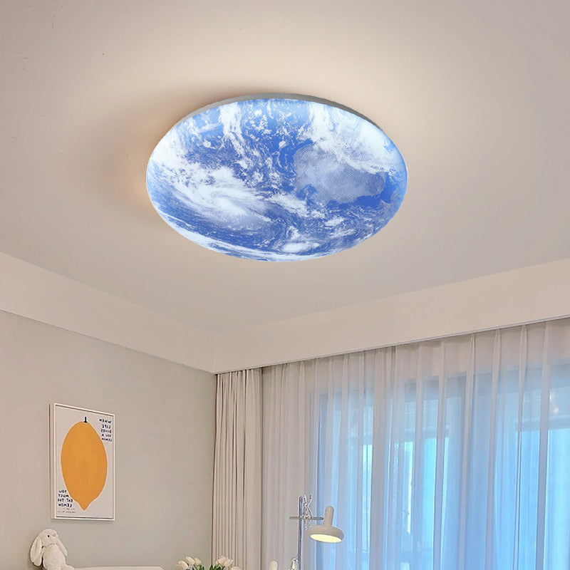 SUENTA Minimalistische Runde LED Deckenleuchte Mond Warmweiß Blau
