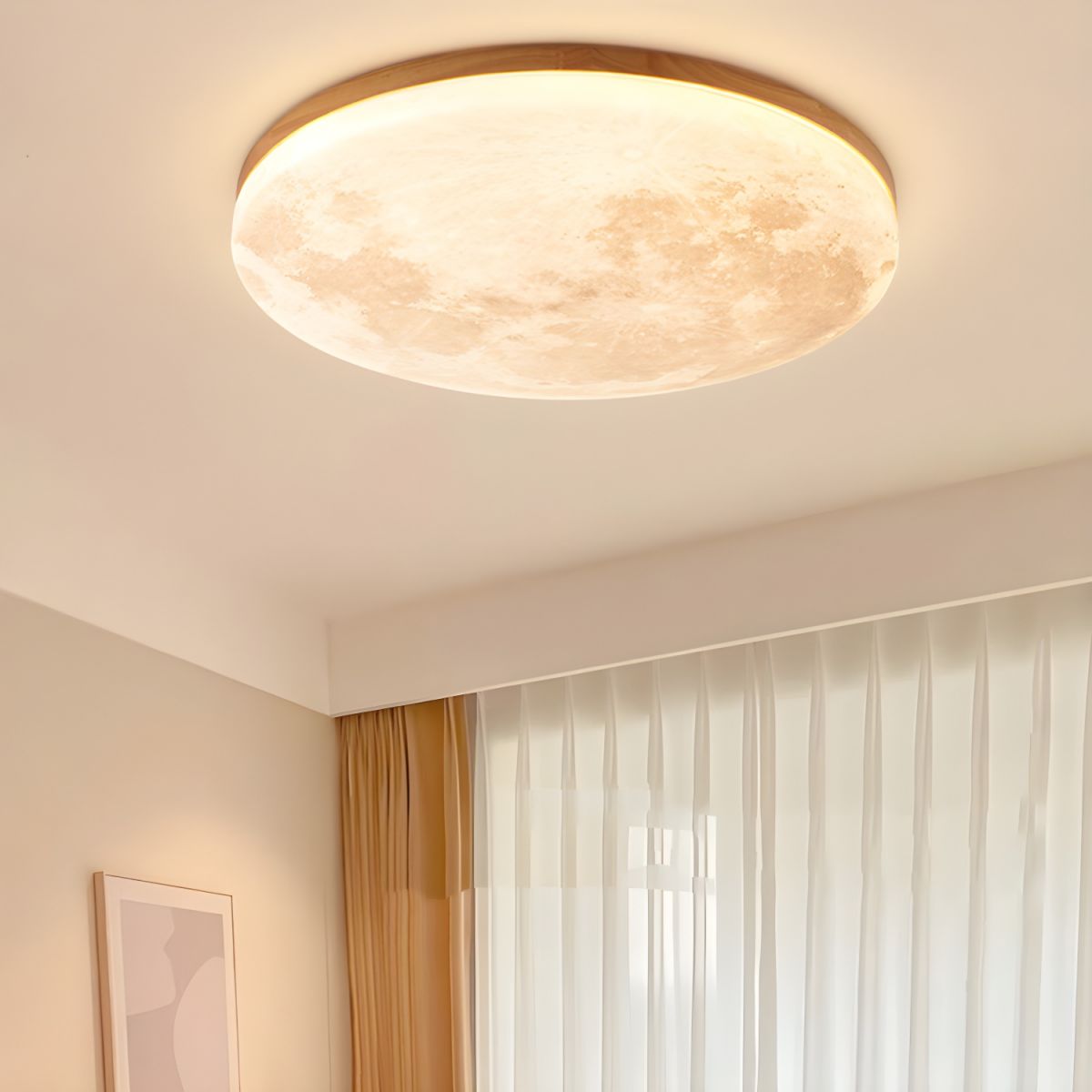 SUENTA Minimalistische Runde LED Deckenleuchte Mond Warmweiß