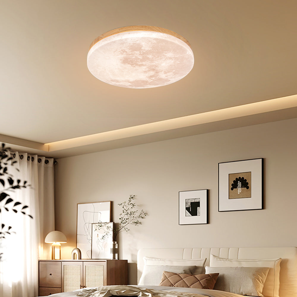 SUENTA Minimalistische Runde LED Deckenleuchte Mond Warmweiß