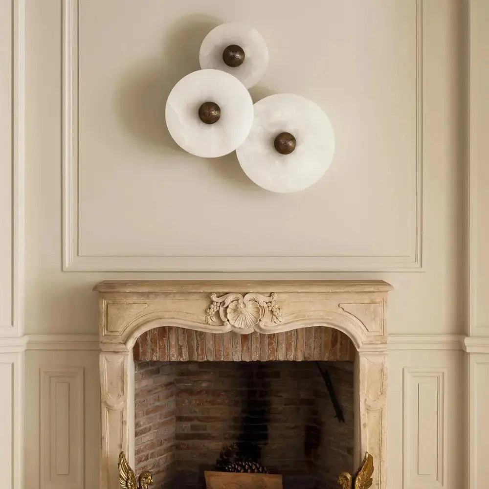 SUENTA Moderne Alabaster Wandleuchte – Runde Wandlampe mit Sanfter Beleuchtung