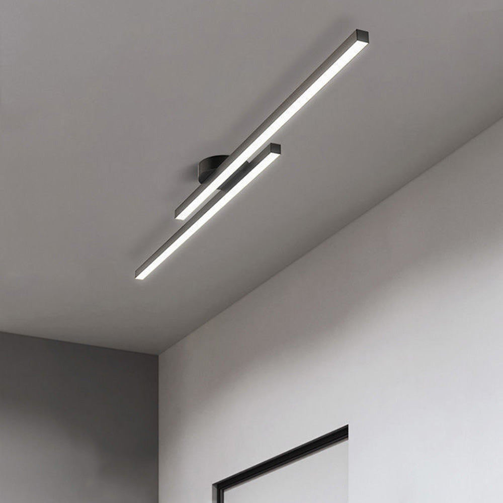 SUENTA Moderne Aluminium Halbbündige Langstreifen LED Deckenleuchte Schwarz Weißes Licht