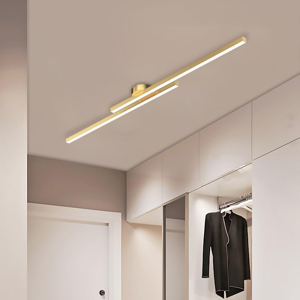 SUENTA Moderne Aluminium Halbbündige Langstreifen LED Deckenleuchte Gold