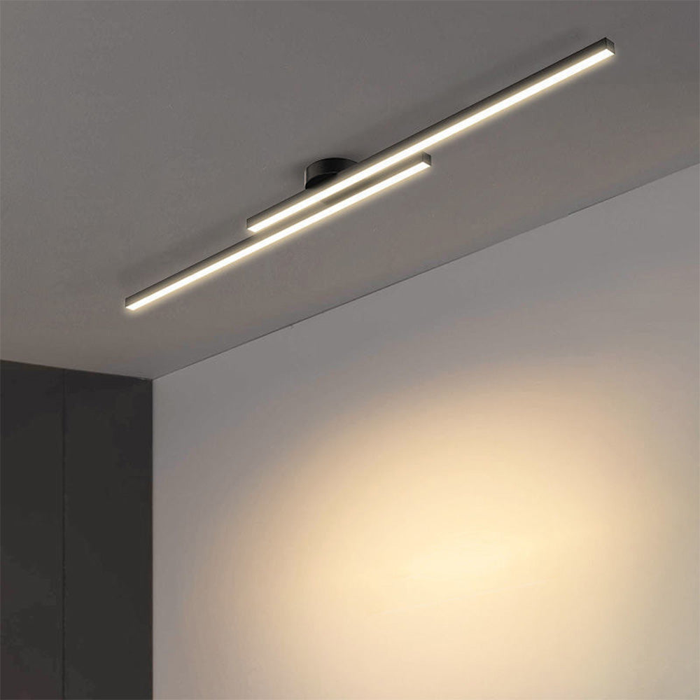 SUENTA Moderne Aluminium Halbbündige Langstreifen LED Deckenleuchte Schwarz