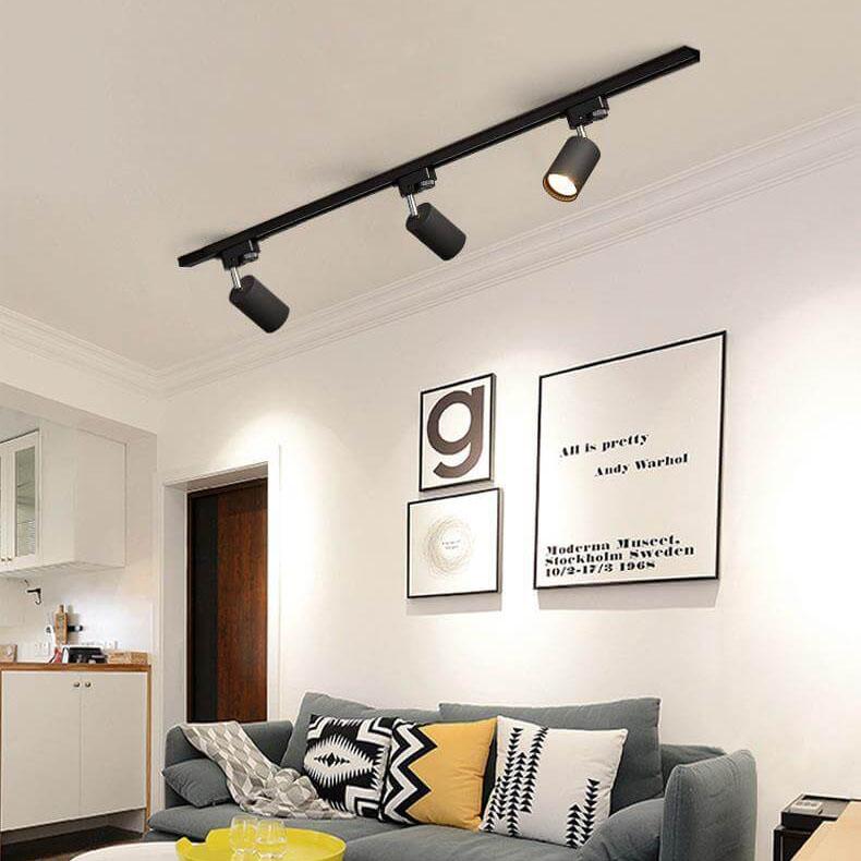 SUENTA Moderne Deckenleuchte Schwarz Metall Mit 3 4 5 LEDs 3 Lichter + 99cm Schiene Schwarz