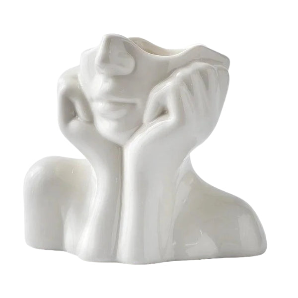 SUENTA Moderne Handgefertigte Keramikvase in Weiß – Dekorativ und Vielseitig Elegant