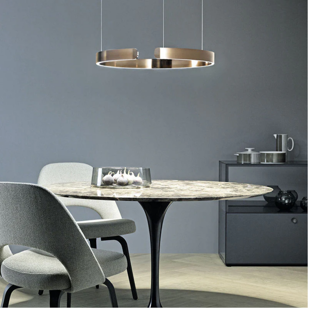 SUENTA Moderne Kreisförmige LED Pendelleuchte In Schwarz Weiß Gold