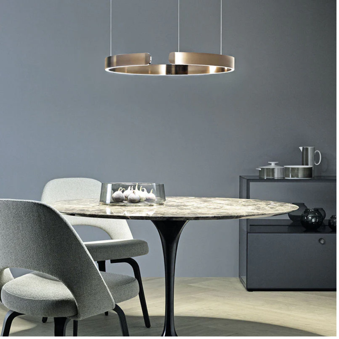 SUENTA Moderne Kreisförmige LED Pendelleuchte In Schwarz Weiß Gold