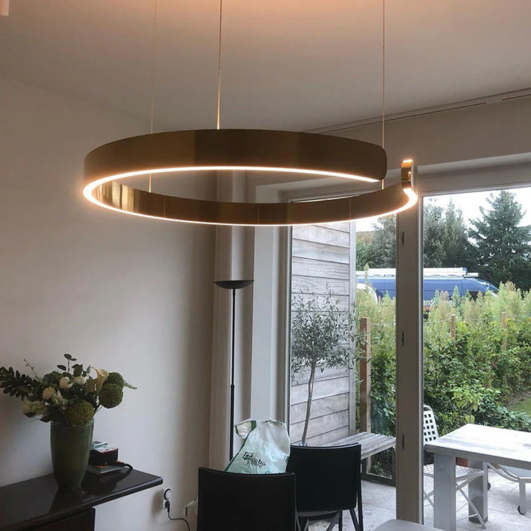 SUENTA Moderne Kreisförmige LED Pendelleuchte In Schwarz Weiß Roségold