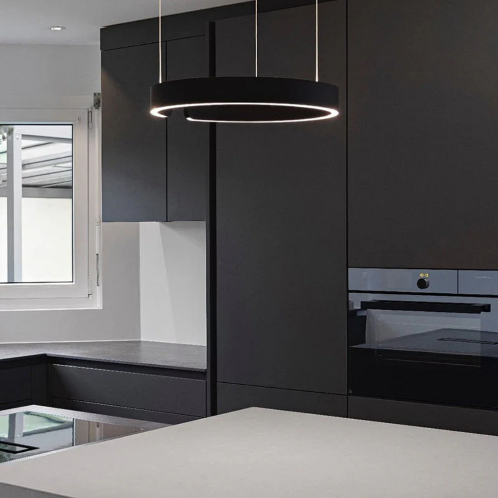 SUENTA Moderne Kreisförmige LED Pendelleuchte In Schwarz Weiß Schwarz
