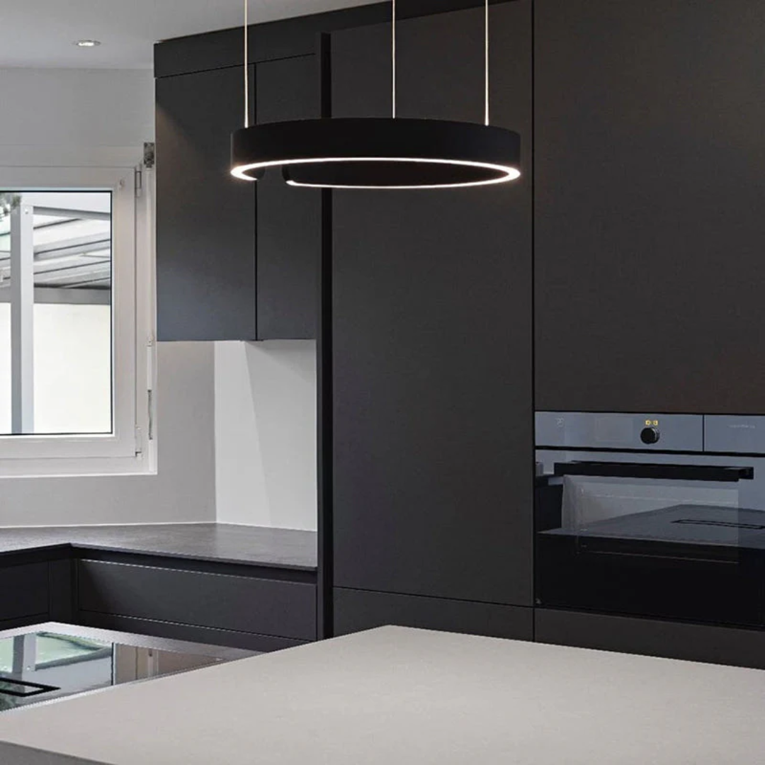 SUENTA Moderne Kreisförmige LED Pendelleuchte In Schwarz Weiß Schwarz
