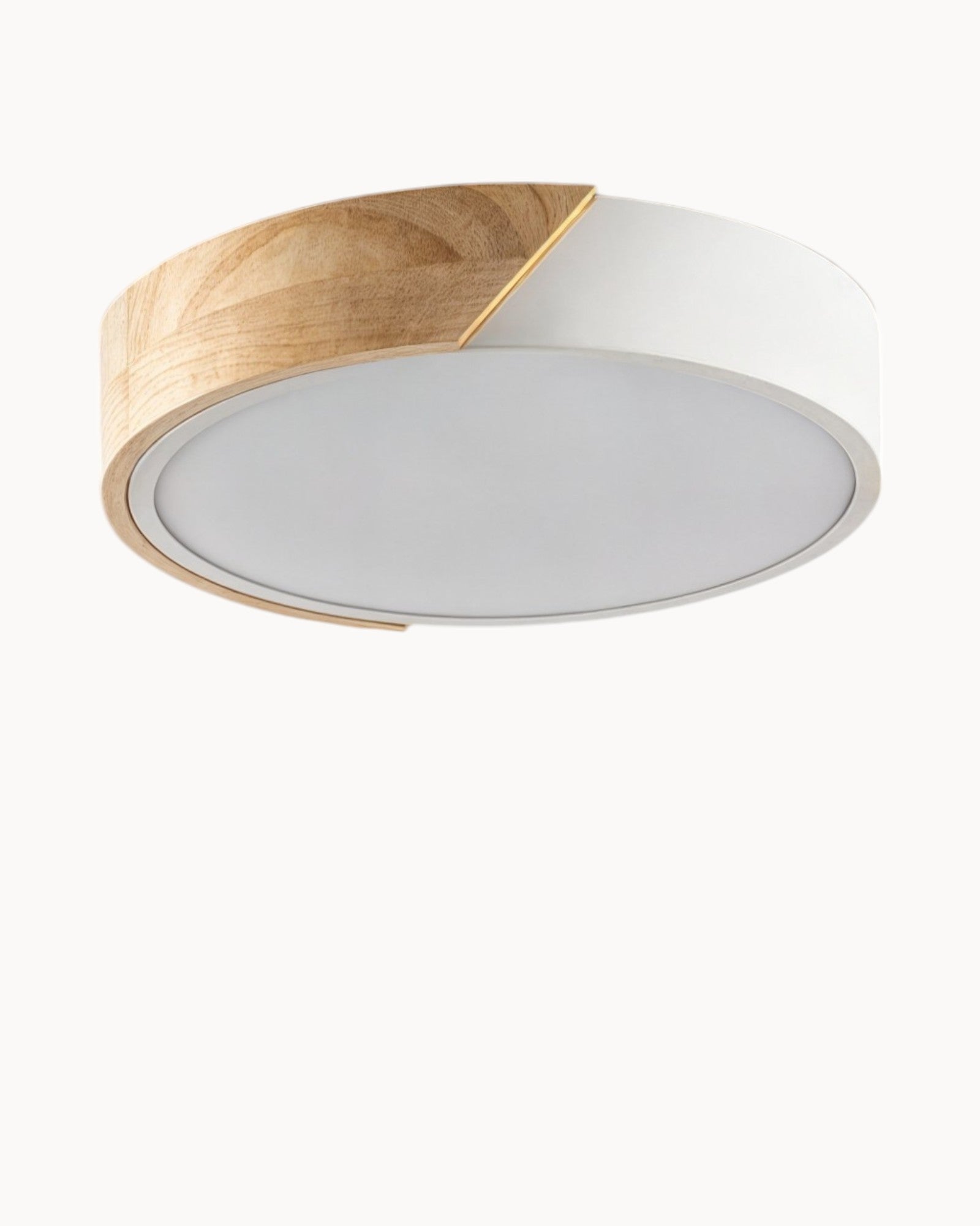 SUENTA Moderne LED Deckenleuchte aus Holz und Eisen – Einstellbare Lichtfarbe Ø 23-40 cm Weiß - Naturholz
