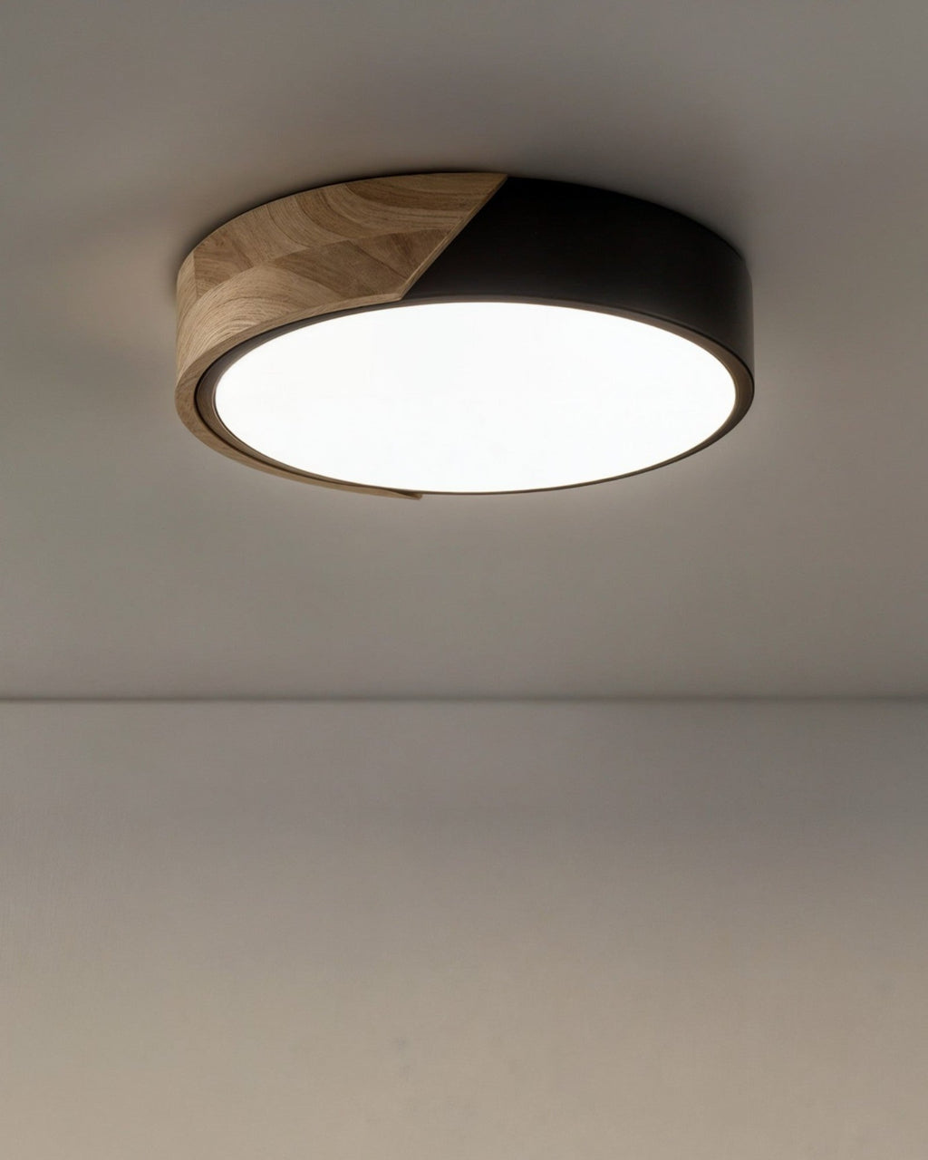 SUENTA Moderne LED Deckenleuchte aus Holz und Eisen – Einstellbare Lichtfarbe Ø 23-40 cm