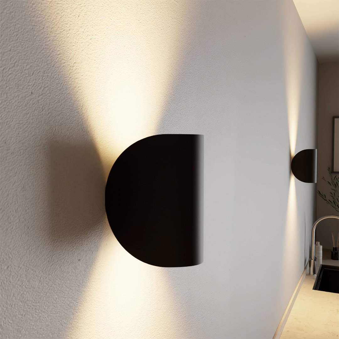 SUENTA Moderne LED Up Down Wandleuchte Innen Und Außen Beleuchtung Schwarz 1 Stk.