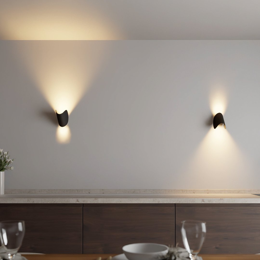 SUENTA Moderne LED Up Down Wandleuchte Innen Und Außen Beleuchtung Schwarz 4 Stk.