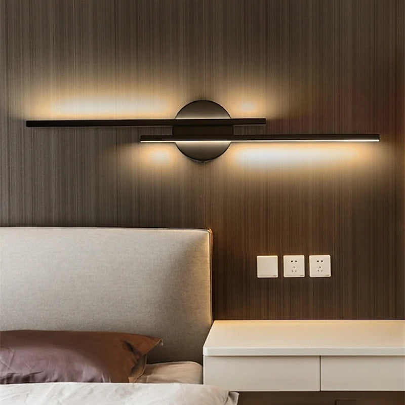 SUENTA Moderne LED Wandleuchte Metall Scheibenförmig Schwarz Weiß 71CM Schwarz Kaltweiß
