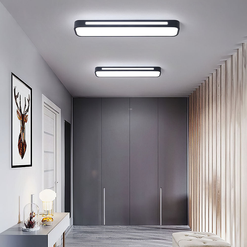 SUENTA Moderne Nordische Minimalistische Lange LED Deckenleuchte Schwarz D48*H4CM Weißes Licht