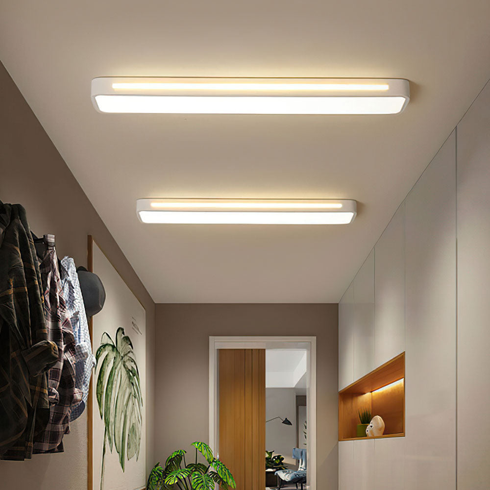 SUENTA Moderne Nordische Minimalistische Lange LED Deckenleuchte Weiß Dimmbar per Fernbedienung