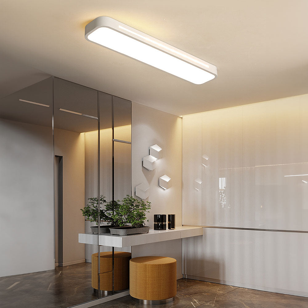 SUENTA Moderne Nordische Minimalistische Lange LED Deckenleuchte Weiß 3 Farbwechsel per Schalter