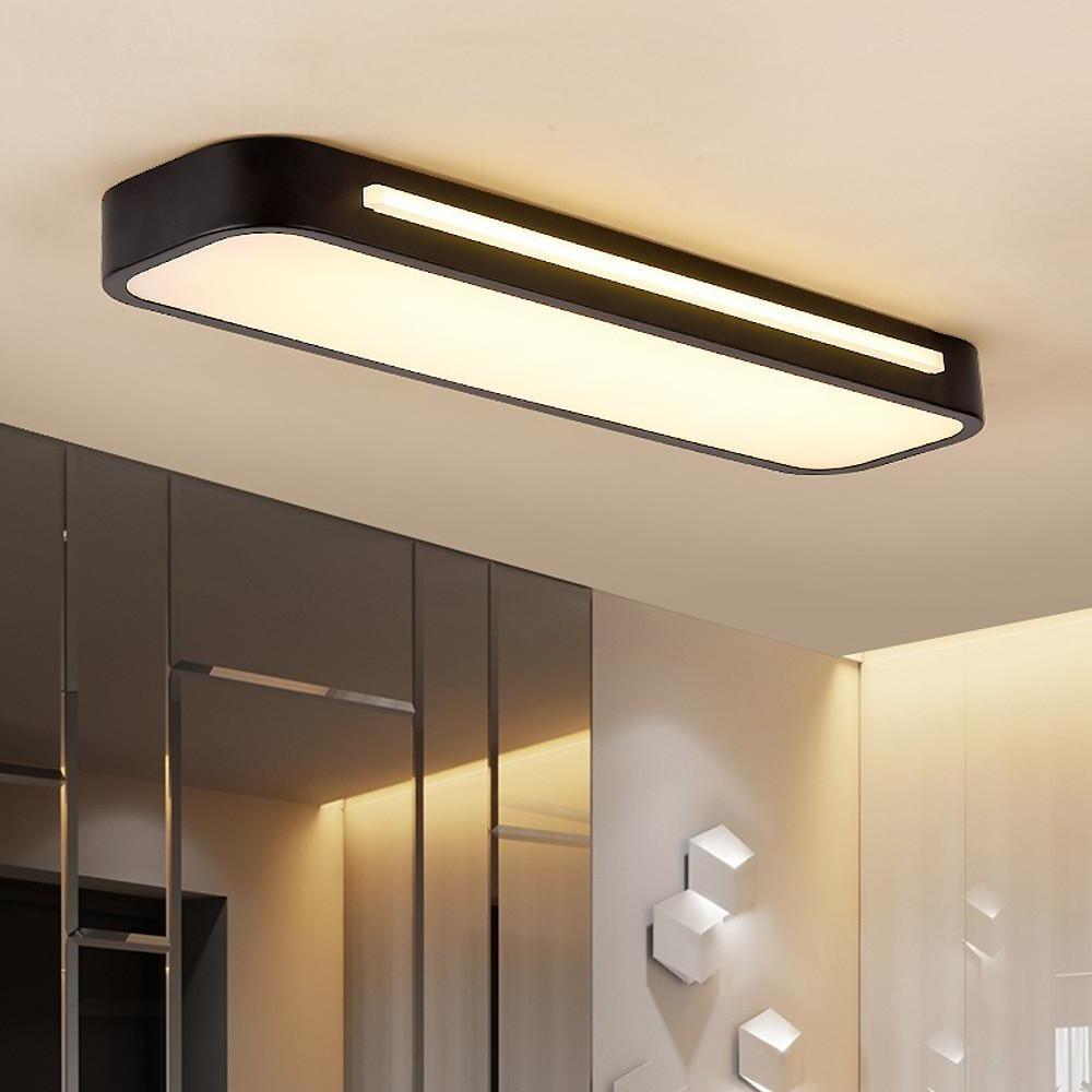 SUENTA Moderne Nordische Minimalistische Lange LED Deckenleuchte Schwarz D48*H4CM Warmes Licht