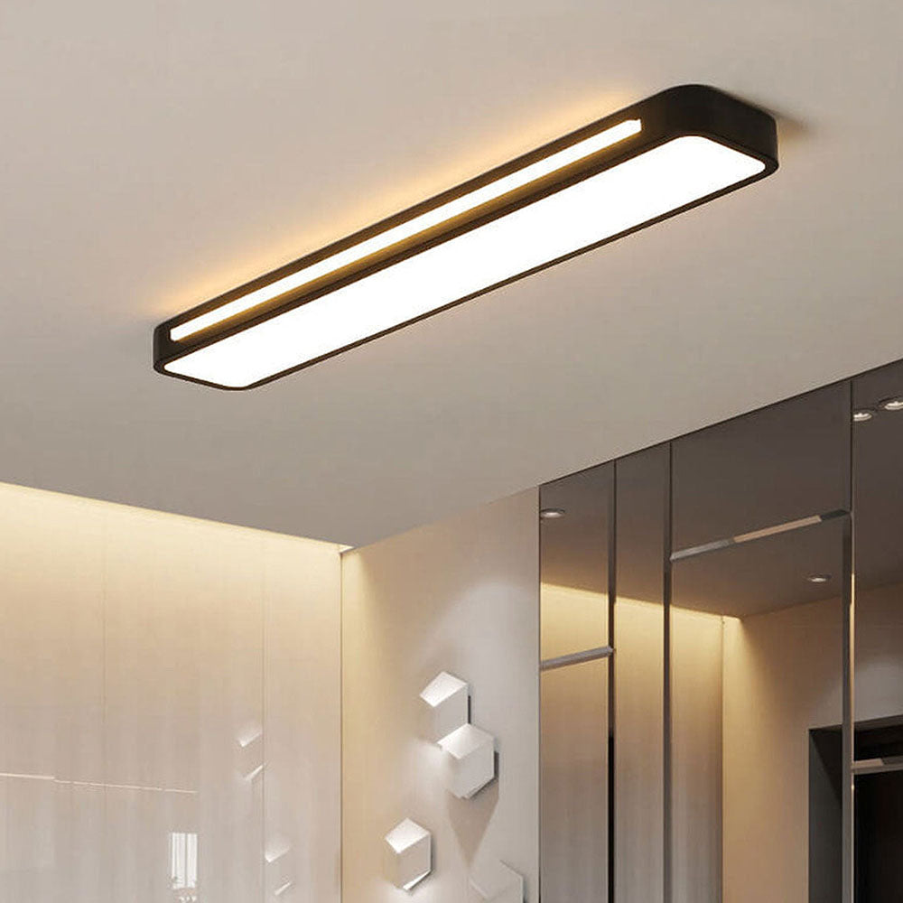 SUENTA Moderne Nordische Minimalistische Lange LED Deckenleuchte Schwarz D78*H4CM Warmes Licht