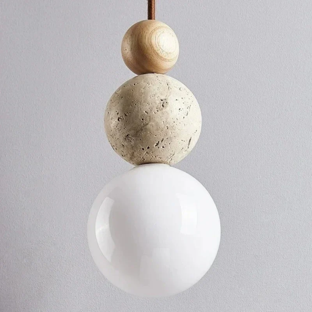 SUENTA Moderne Pendelleuchte Aus Travertin Und Mahagoni Wohnraum