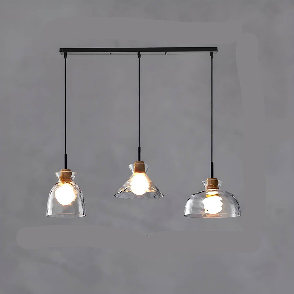 SUENTA Moderne Pendelleuchte aus Glas für Esstisch – Hängelampe 1 oder 3 Schirme Stil C - 3 Lichter - Bar
