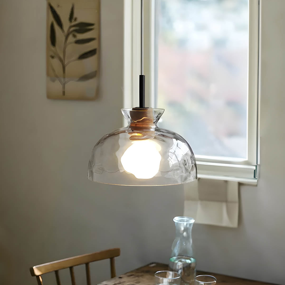 SUENTA Moderne Pendelleuchte aus Glas für Esstisch – Hängelampe 1 oder 3 Schirme
