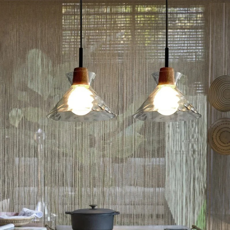 SUENTA Moderne Pendelleuchte aus Glas für Esstisch – Hängelampe 1 oder 3 Schirme