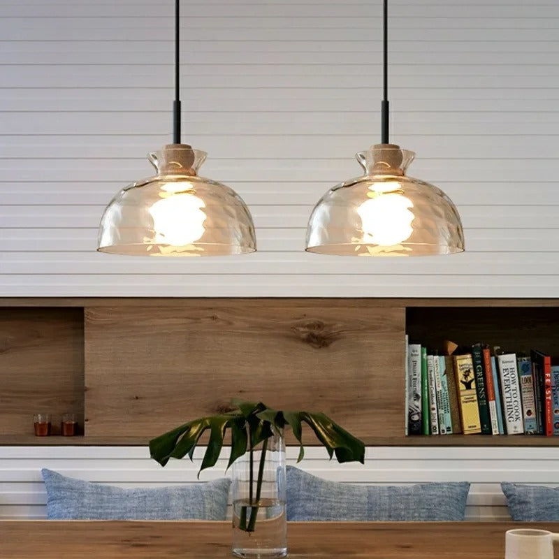 SUENTA Moderne Pendelleuchte aus Glas für Esstisch – Hängelampe 1 oder 3 Schirme