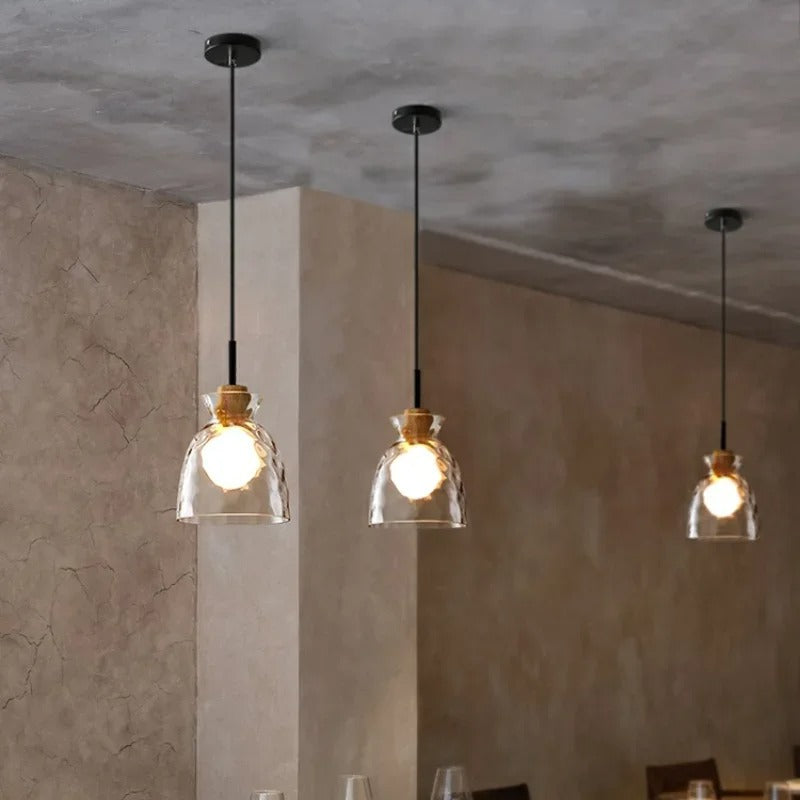 SUENTA Moderne Pendelleuchte aus Glas für Esstisch – Hängelampe 1 oder 3 Schirme