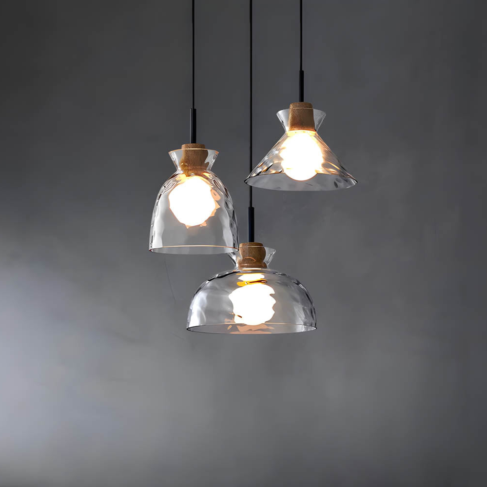 SUENTA Moderne Pendelleuchte aus Glas für Esstisch – Hängelampe 1 oder 3 Schirme