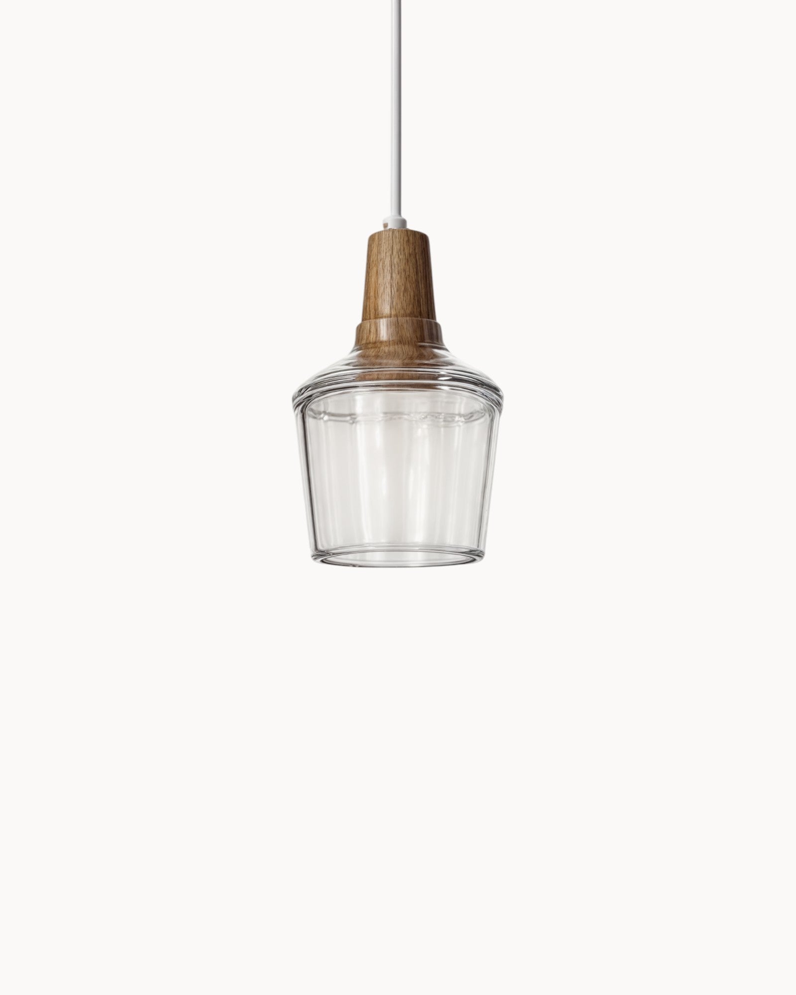 SUENTA Moderne Pendelleuchte aus Glas mit Holzsockel – E27 Hängelampe für Esszimmer Klar A