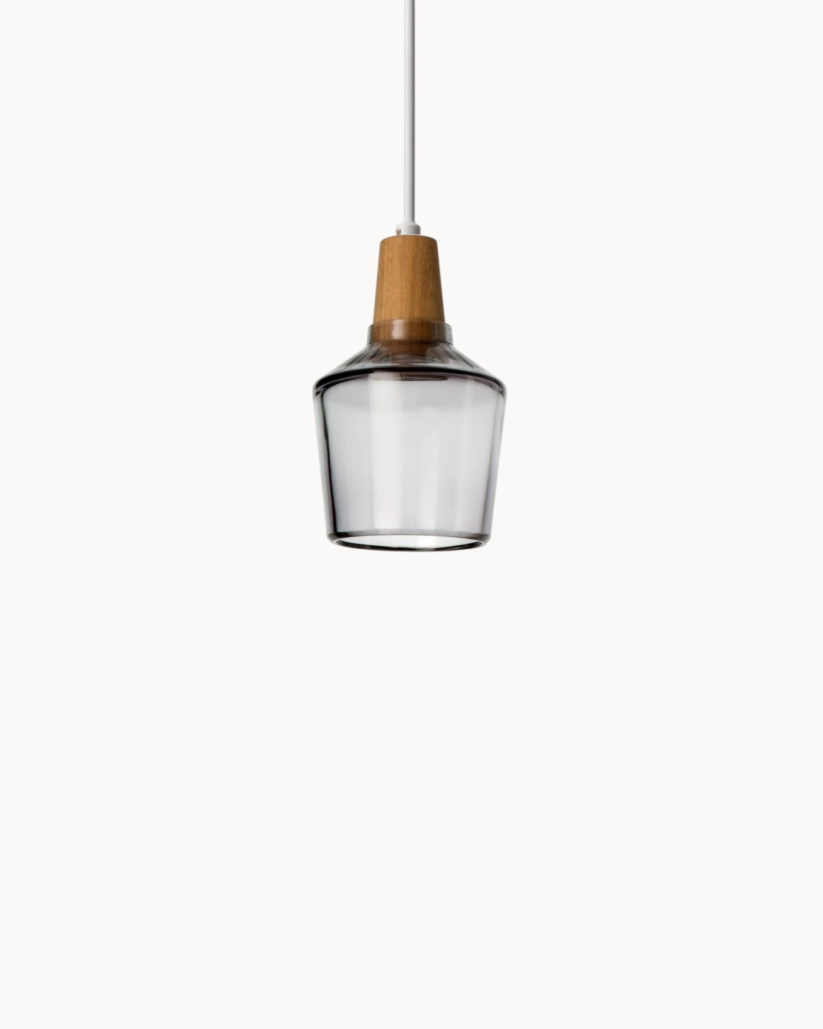 SUENTA Moderne Pendelleuchte aus Glas mit Holzsockel – E27 Hängelampe für Esszimmer Smoke A