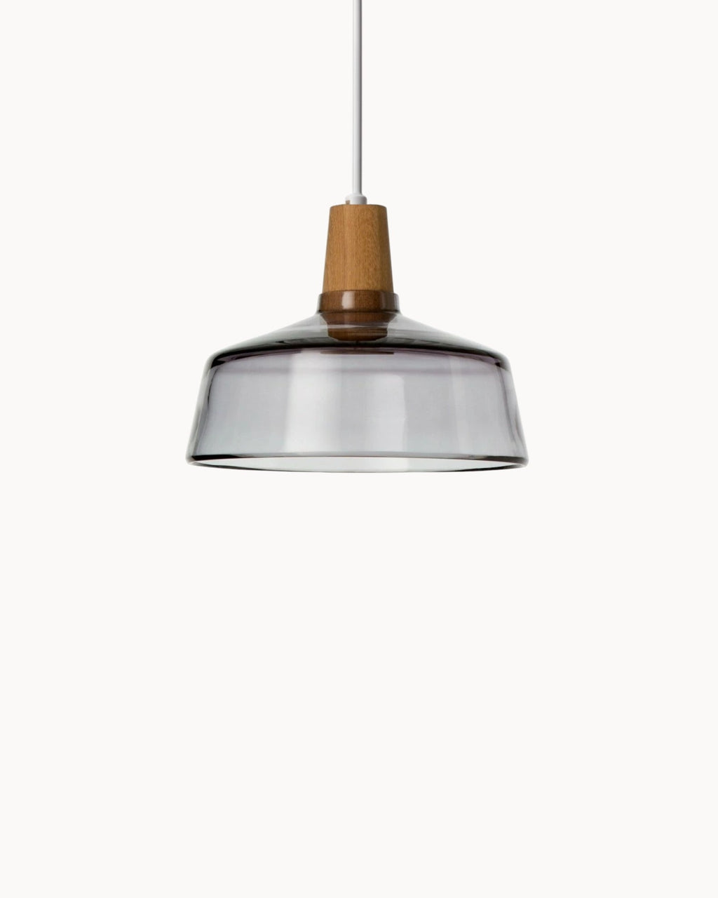 SUENTA Moderne Pendelleuchte aus Glas mit Holzsockel – E27 Hängelampe für Esszimmer Smoke B