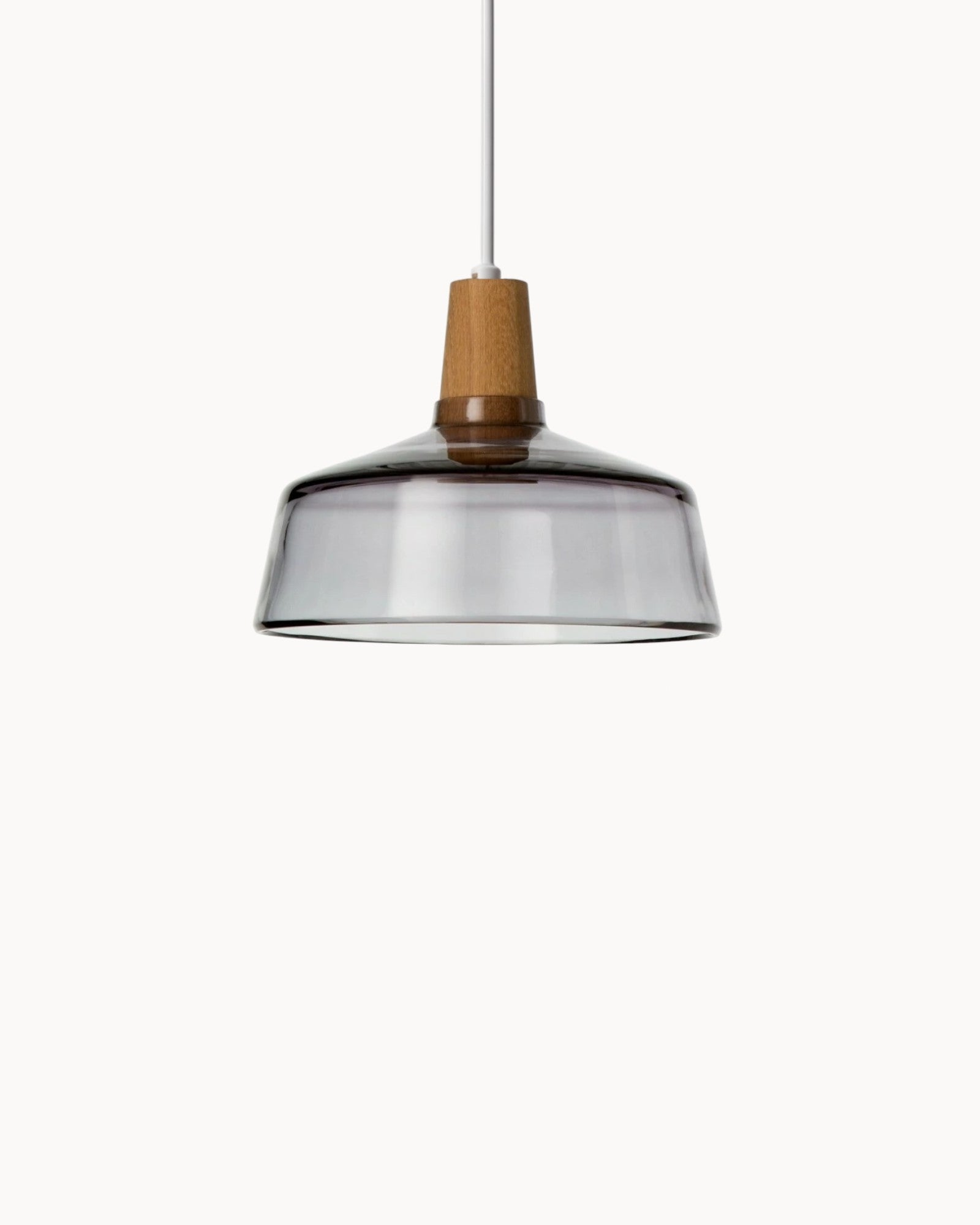 SUENTA Moderne Pendelleuchte aus Glas mit Holzsockel – E27 Hängelampe für Esszimmer Smoke B