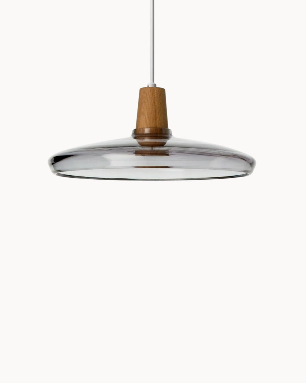 SUENTA Moderne Pendelleuchte aus Glas mit Holzsockel – E27 Hängelampe für Esszimmer Smoke C