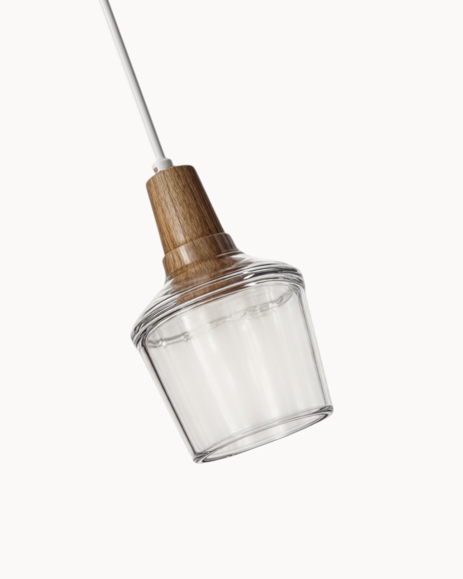 SUENTA Moderne Pendelleuchte aus Glas mit Holzsockel – E27 Hängelampe für Esszimmer