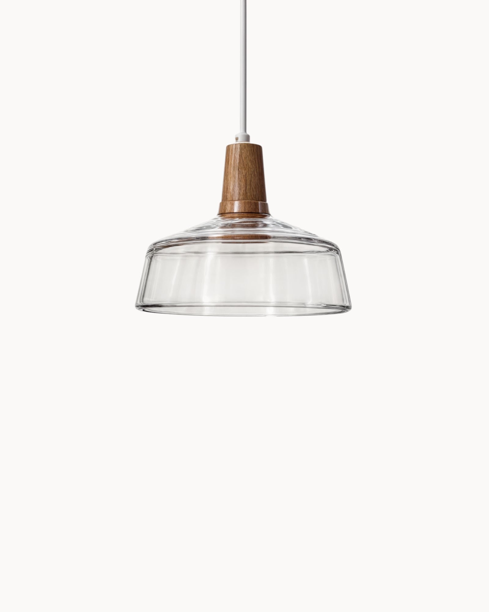 SUENTA Moderne Pendelleuchte aus Glas mit Holzsockel – E27 Hängelampe für Esszimmer Klar B