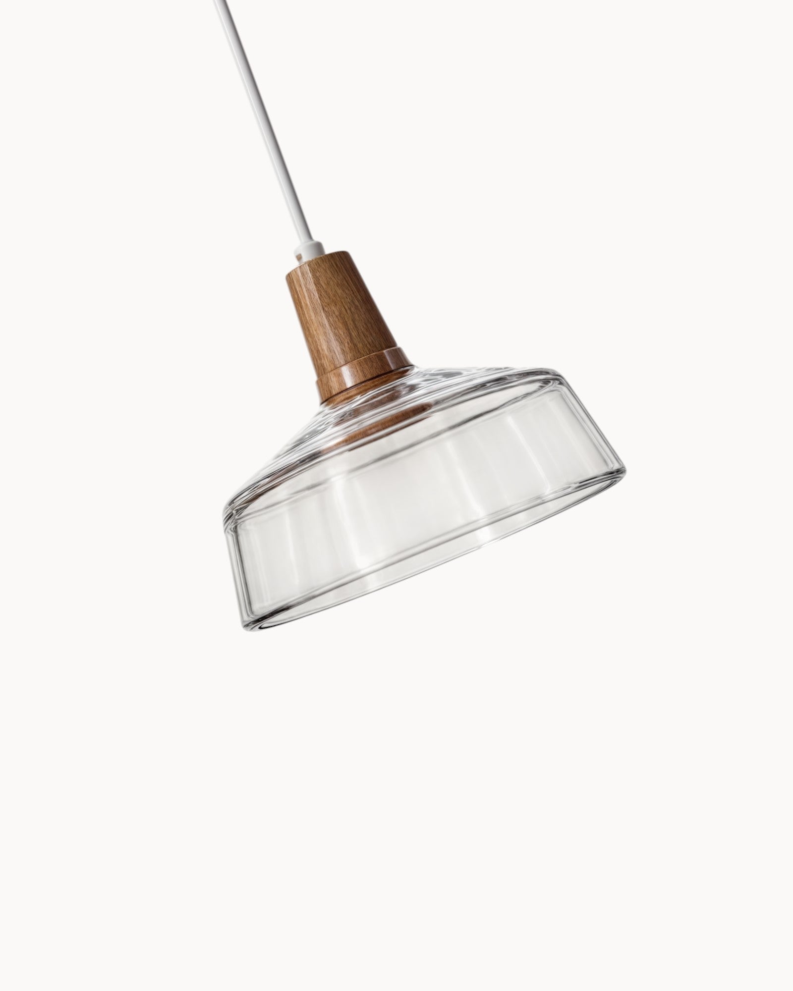 SUENTA Moderne Pendelleuchte aus Glas mit Holzsockel – E27 Hängelampe für Esszimmer