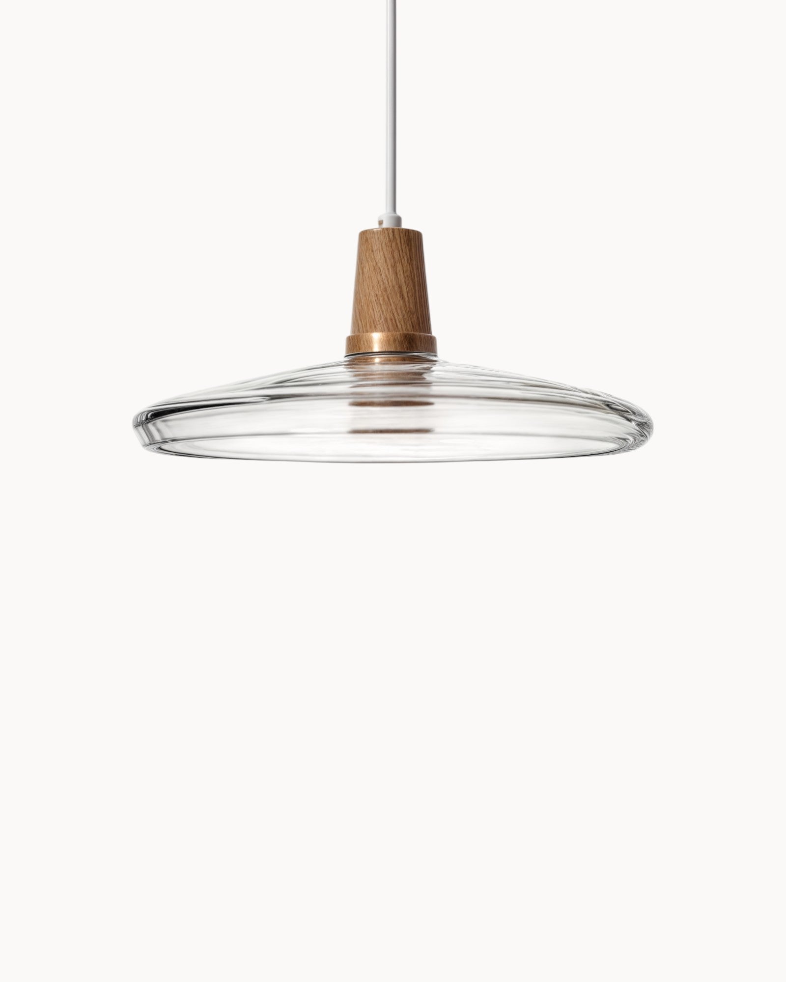 SUENTA Moderne Pendelleuchte aus Glas mit Holzsockel – E27 Hängelampe für Esszimmer Klar C