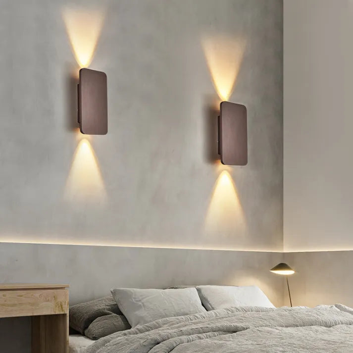 SUENTA Moderne Rechteckige Metall Wandleuchte LED Für Innen Braun