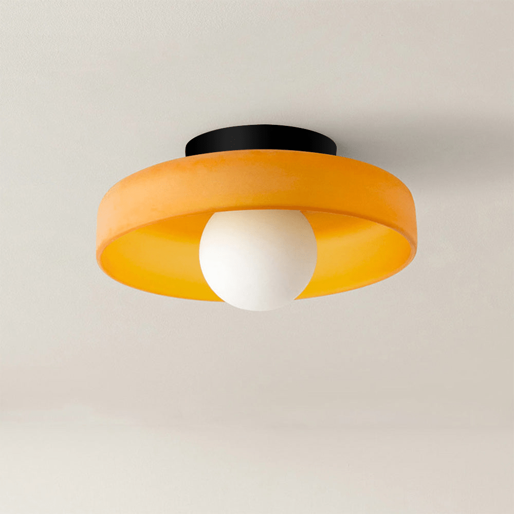 SUENTA Moderne Runde LED-Plafondlampe mit Dimmfunktion – Glas und Metall Orange (Matt)
