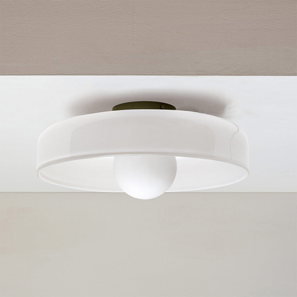 SUENTA Moderne Runde LED-Plafondlampe mit Dimmfunktion – Glas und Metall Weiß